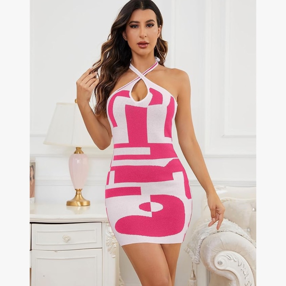 Pink Halter Bodycon Dress